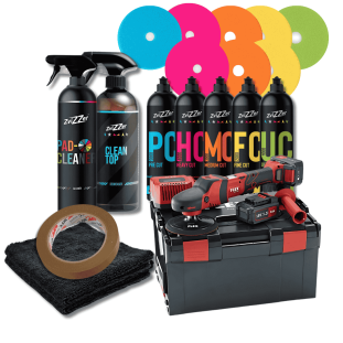 FLEX Deluxe Cordless Rotary Polisher PE 15 150 18.0-EC polishing kit