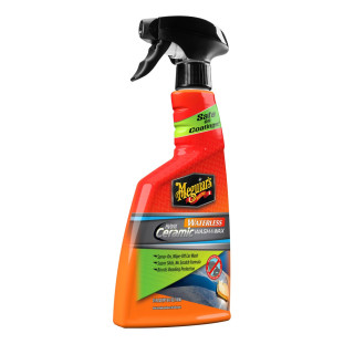 Hybrid ceramic waterless shampoo and wax spray for waterless vehicle cleaning with added protection