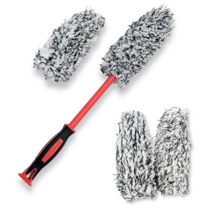 FALKO TOOLS Flatty Wheel Brush and replacement sleeve pack for cleaning all types of wheels.