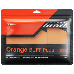 Carpro Orange Buff Pads - Medium-cut hand polishing pads, pack of 3