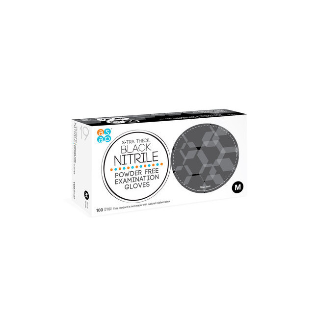 Black nitrile gloves (Box of 100) ASAP - AS001NG